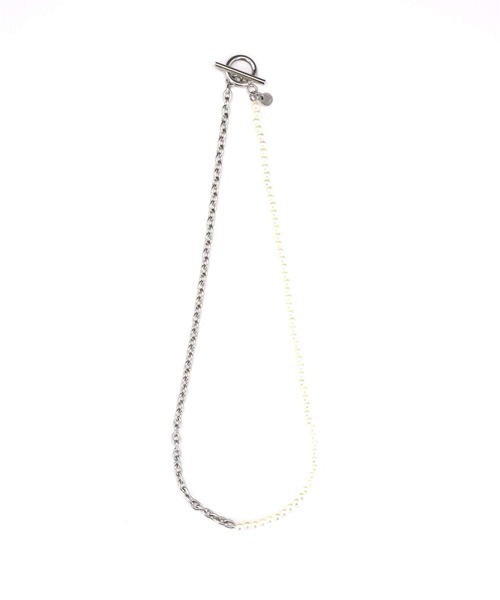LHME(エルエイチエムイー)の「LHME ハーフパールネックレス/サージカルステンレス316L(金属アレルギー対応)(ネックレス・レディース・ホワイト・45cm)」の2枚目の写真