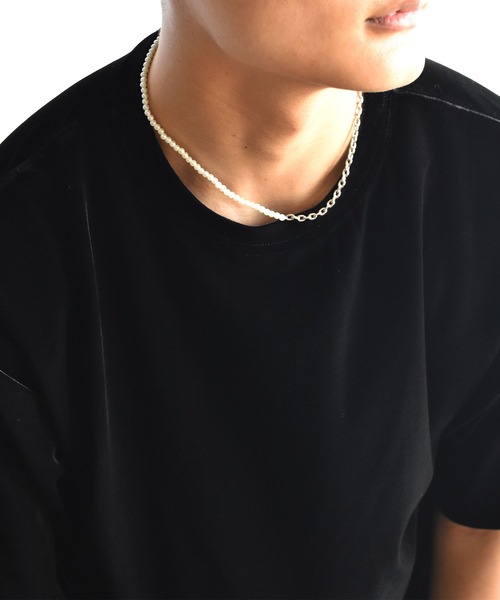 LHME(エルエイチエムイー)の「LHME ハーフパールネックレス/サージカルステンレス316L(金属アレルギー対応)(ネックレス・レディース・ホワイト・45cm)」の5枚目の写真