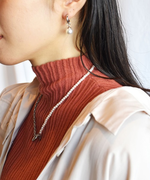 LHME(エルエイチエムイー)の「LHME ハーフパールネックレス/サージカルステンレス316L(金属アレルギー対応)(ネックレス・レディース・ホワイト・45cm)」の10枚目の写真