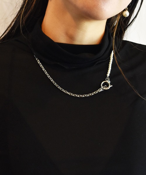 LHME(エルエイチエムイー)の「LHME ハーフパールネックレス/サージカルステンレス316L(金属アレルギー対応)(ネックレス・レディース・ホワイト・45cm)」の11枚目の写真