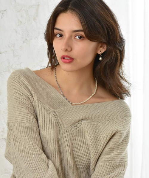 LHME(エルエイチエムイー)の「LHME ハーフパールネックレス/サージカルステンレス316L(金属アレルギー対応)(ネックレス・レディース・ホワイト・45cm)」の16枚目の写真