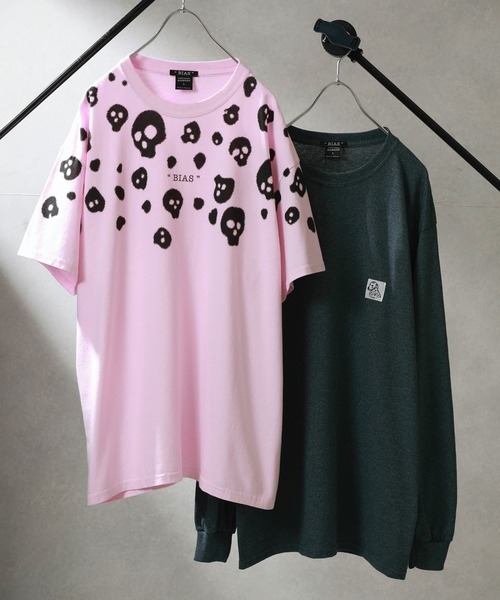 BIAS（バイアス）の「【BIAS】スカルドットプリントカラーTee＆ロンTセット（Tシャツ/カットソー・メンズ・ピンク/ライトグリーン/サックスブルー/ブルー/イエロー/ベージュ・SMALL/LARGE/MEDIUM）」の6枚目の写真