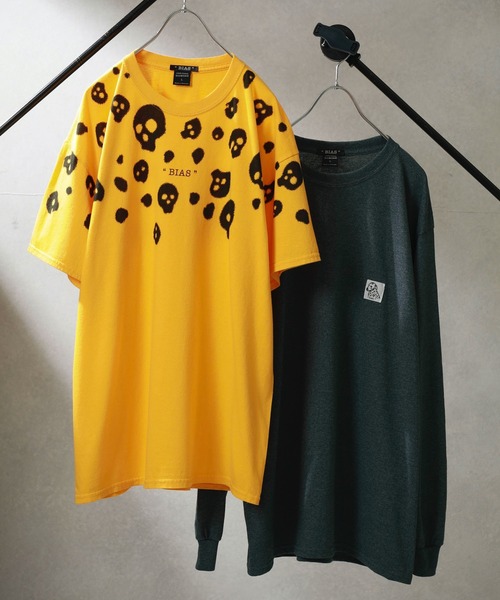 BIAS（バイアス）の「【BIAS】スカルドットプリントカラーTee＆ロンTセット（Tシャツ/カットソー・メンズ・ピンク/ライトグリーン/サックスブルー/ブルー/イエロー/ベージュ・SMALL/LARGE/MEDIUM）」の5枚目の写真