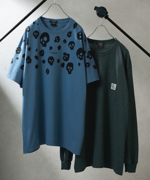 BIAS（バイアス）の「【BIAS】スカルドットプリントカラーTee＆ロンTセット（Tシャツ/カットソー・メンズ・ピンク/ライトグリーン/サックスブルー/ブルー/イエロー/ベージュ・SMALL/LARGE/MEDIUM）」の4枚目の写真