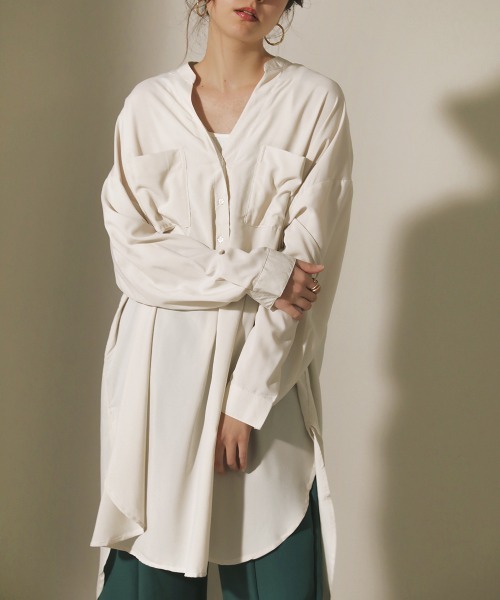 Bou Jeloud（ブージュルード）の「シルキーストレッチチュニック（チュニック・レディース・オフホワイト/イエロー/グリーン/キャメル・FREE）」の2枚目の写真