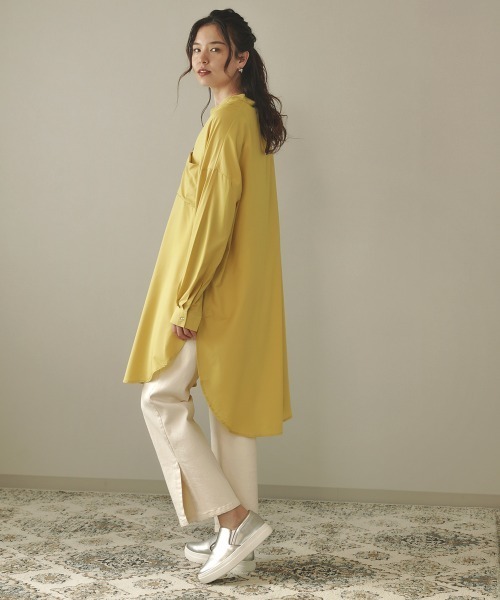 Bou Jeloud（ブージュルード）の「シルキーストレッチチュニック（チュニック・レディース・オフホワイト/イエロー/グリーン/キャメル・FREE）」の14枚目の写真