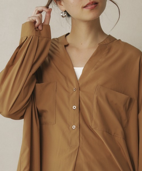 Bou Jeloud（ブージュルード）の「シルキーストレッチチュニック（チュニック・レディース・オフホワイト/イエロー/グリーン/キャメル・FREE）」の13枚目の写真