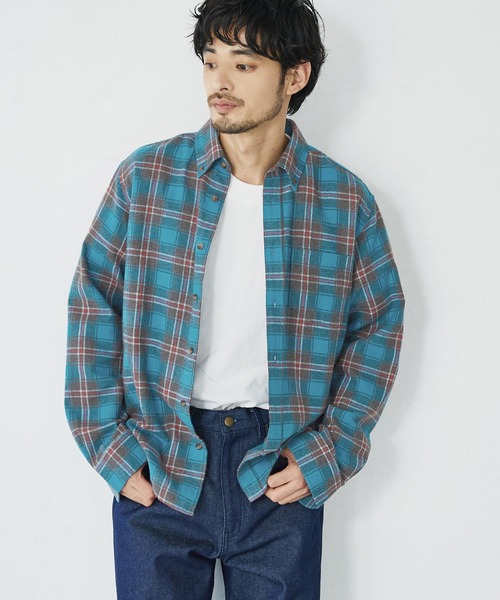 coca(coca)(コカ)の「メンズ BDリサイクルネルレギュラーフィットシャツ(シャツ/ブラウス・メンズ・グレー/レッド/ブルー/グリーン・S/M/L/XL)」の1枚目の写真
