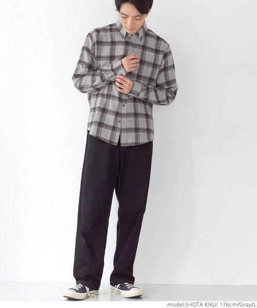 coca(coca)(コカ)の「メンズ BDリサイクルネルレギュラーフィットシャツ(シャツ/ブラウス・メンズ・グレー/レッド/ブルー/グリーン・S/M/L/XL)」の9枚目の写真