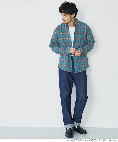 coca(coca)(コカ)の「メンズ BDリサイクルネルレギュラーフィットシャツ(シャツ/ブラウス・メンズ・グレー/レッド/ブルー/グリーン・S/M/L/XL)」の17枚目の写真