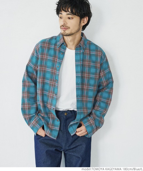 coca(coca)(コカ)の「メンズ BDリサイクルネルレギュラーフィットシャツ(シャツ/ブラウス・メンズ・グレー/レッド/ブルー/グリーン・S/M/L/XL)」の19枚目の写真