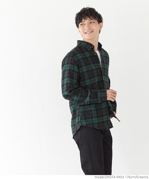 coca(coca)(コカ)の「メンズ BDリサイクルネルレギュラーフィットシャツ(シャツ/ブラウス・メンズ・グレー/レッド/ブルー/グリーン・S/M/L/XL)」の22枚目の写真