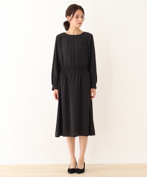 SHOO・LA・RUE（シューラルー）の「【S-3L】フロントタックワンピース（ワンピース・レディース・ブラック/ブラック系5・01/02/03/04/05）」の3枚目の写真