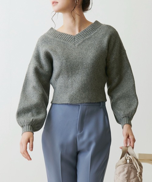 Luxe brille（リュクスブリエ）の「2ｗay　Vネックカーディガン（カーディガン/ボレロ・レディース・イエロー/グレー/ブルー/チャコール/オフホワイト/ピンク・FREE）」の4枚目の写真