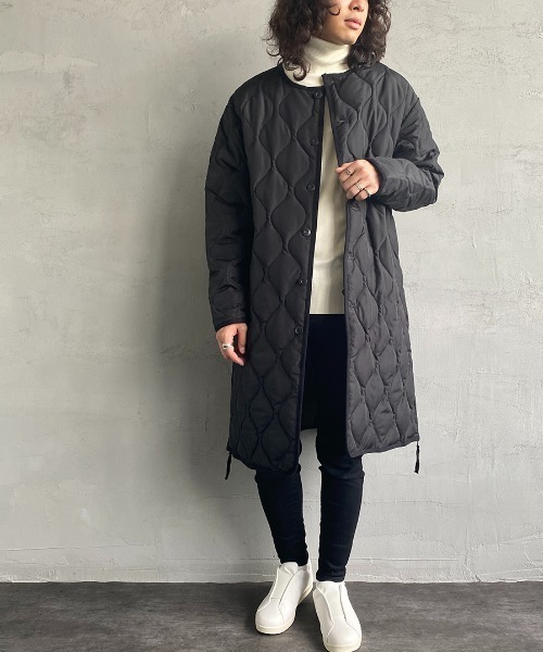 タイオンTAION ミリタリー ノーカラー ロングダウン ブラック TAION（タイオン）の「【WEB限定】[TAION/タイオン] ミリタリー