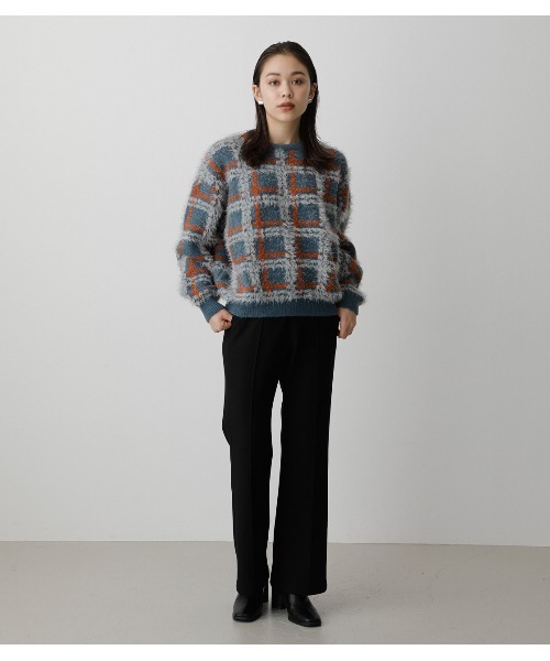 AZUL by moussy（アズールバイマウジー）の「SHAGGY CHECK KNIT TOPS