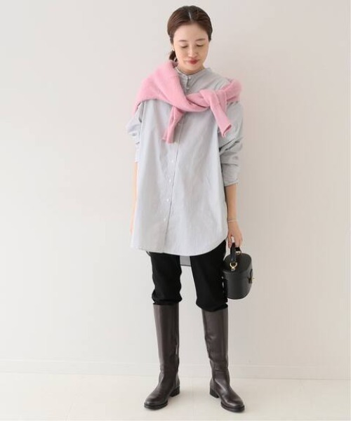 SLOBE IENA（スローブイエナ）の「ベーシックバンドカラーシャツ【手洗い可能】◆（シャツ/ブラウス・レディース・ホワイト/ネイビー・FREE）」の10枚目の写真