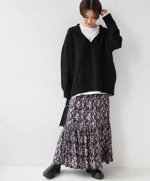 JOURNAL STANDARD relume（ジャーナルスタンダード　レリューム）の「レーヨンフラワープリントギャザースカート◆（スカート・レディース・ブラック/ブラウン・FREE）」の3枚目の写真
