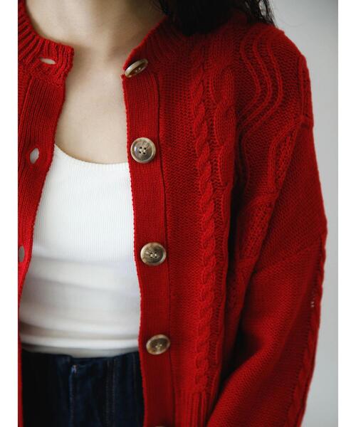 koe（コエ）の「ショート丈ニットカーディガン＊（カーディガン/ボレロ・レディース・ブラック/アイボリー/レッド・FREE）」の12枚目の写真