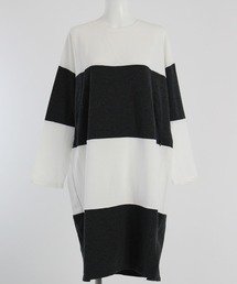 マタニティ授乳ワイドボーダーワンピース