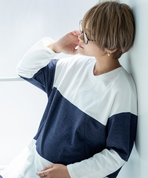 CHOCOA（チョコア）の「マタニティ授乳ワイドボーダーワンピース（マタニティウェア/グッズ・レディース・チャコールグレー/ネイビー/イエロー・FREE）」の15枚目の写真