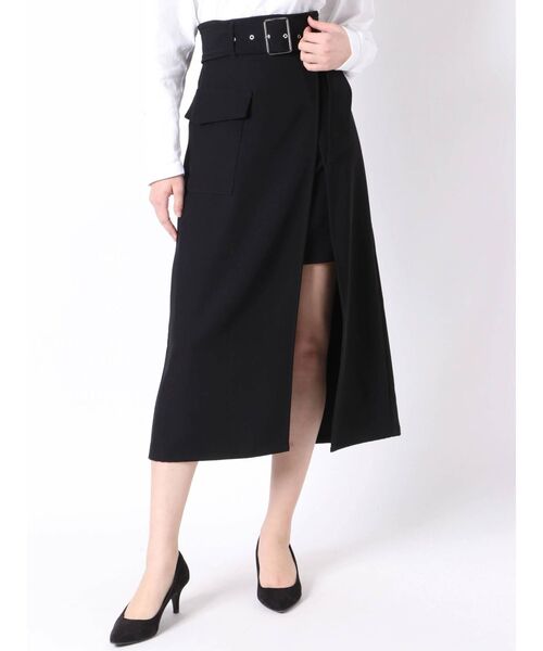 MURUA（ムルーア）の「ワイドベルトラップスカート（スカート・レディース・ブラック/その他1/その他/アイボリー/モカ・1/2）」の9枚目の写真