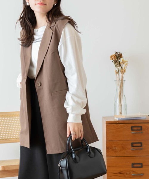 WEGO（ウィゴー）の「WEGO/テーラードベスト（ベスト・レディース・ブラック/ブラウン・FREE）」の2枚目の写真