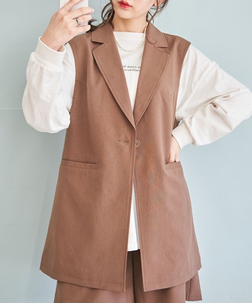 WEGO（ウィゴー）の「WEGO/テーラードベスト（ベスト・レディース・ブラック/ブラウン・FREE）」の4枚目の写真