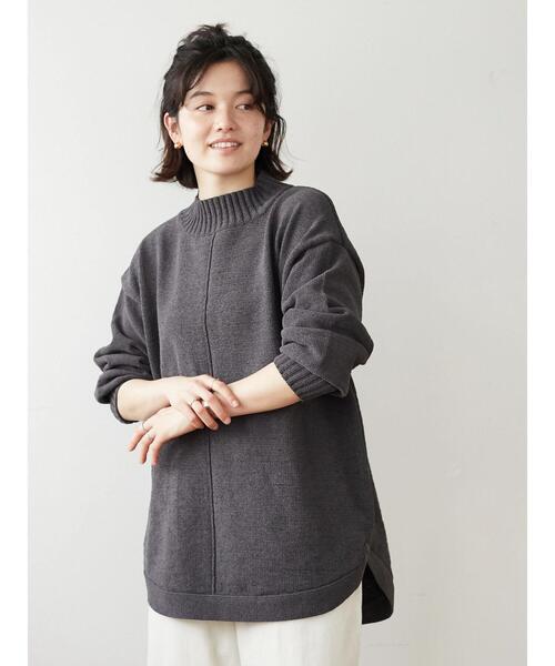 CRAFT STANDARD BOUTIQUE（クラフトスタンダードブティック）の「モールニット裾ラウンドチュニック　＊（ニット/セーター・レディース・チャコールグレー/ブラック/マスタード/ライトパープル・FREE）」の5枚目の写真