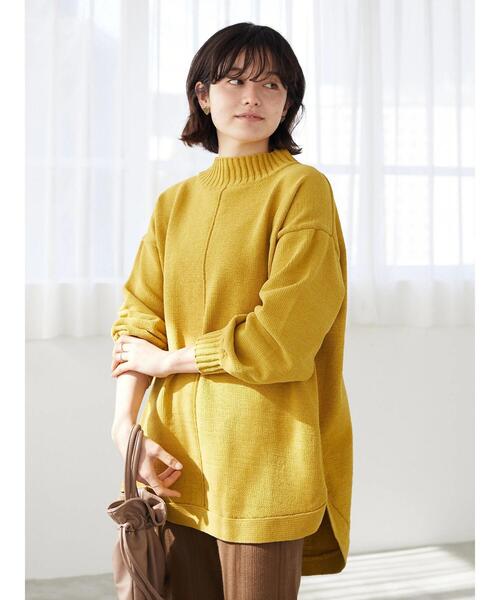 CRAFT STANDARD BOUTIQUE（クラフトスタンダードブティック）の「モールニット裾ラウンドチュニック　＊（ニット/セーター・レディース・チャコールグレー/ブラック/マスタード/ライトパープル・FREE）」の7枚目の写真