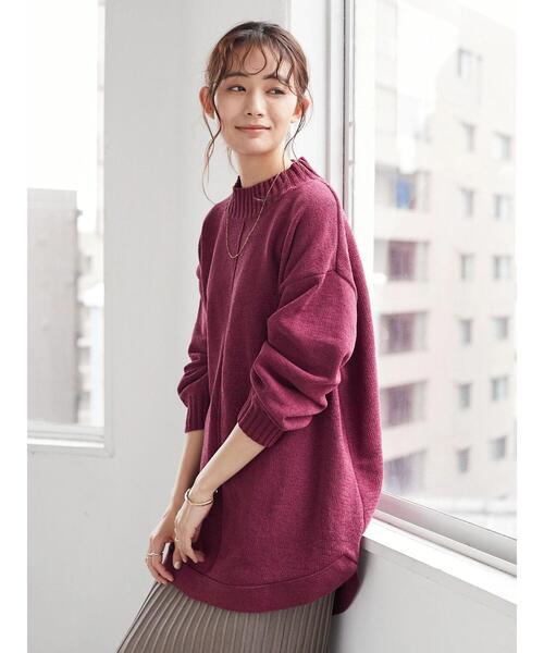 CRAFT STANDARD BOUTIQUE（クラフトスタンダードブティック）の「モールニット裾ラウンドチュニック　＊（ニット/セーター・レディース・チャコールグレー/ブラック/マスタード/ライトパープル・FREE）」の8枚目の写真