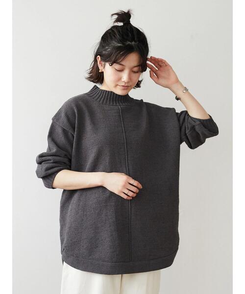 CRAFT STANDARD BOUTIQUE（クラフトスタンダードブティック）の「モールニット裾ラウンドチュニック　＊（ニット/セーター・レディース・チャコールグレー/ブラック/マスタード/ライトパープル・FREE）」の9枚目の写真