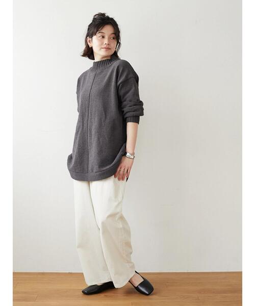 CRAFT STANDARD BOUTIQUE（クラフトスタンダードブティック）の「モールニット裾ラウンドチュニック　＊（ニット/セーター・レディース・チャコールグレー/ブラック/マスタード/ライトパープル・FREE）」の13枚目の写真