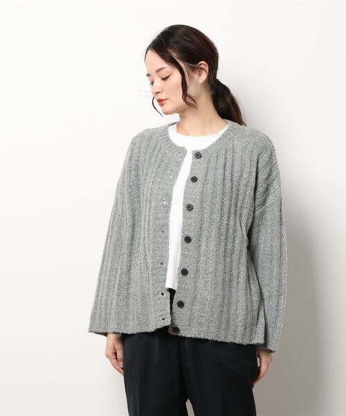 Samansa Mos2（サマンサ モスモス）の「リブ編みニットカーデ