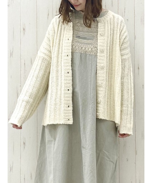 Samansa Mos2（サマンサ モスモス）の「リブ編みニットカーデ