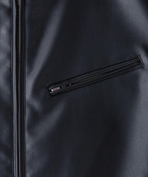 【BLUE STANDARD/ブルースタンダード】フェイクレザー エコレザー テックレザー シングルライダースジャケット（ライダースジャケット）｜Blue Standard （ブルースタンダード）