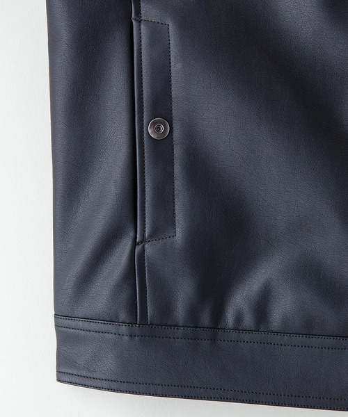 【BLUE STANDARD/ブルースタンダード】フェイクレザー エコレザー テックレザー シングルライダースジャケット（ライダースジャケット）｜Blue Standard （ブルースタンダード）