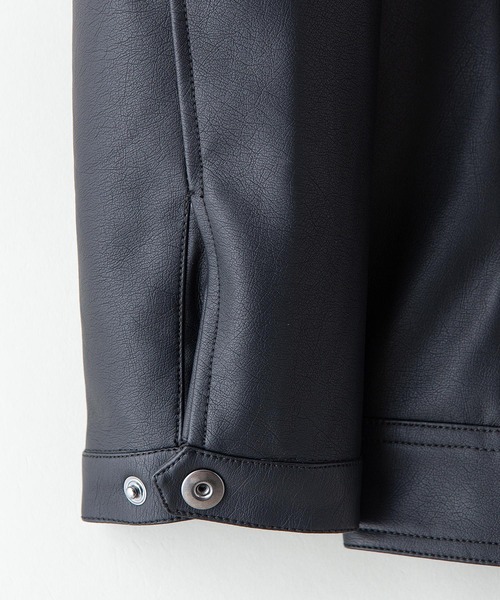 【BLUE STANDARD/ブルースタンダード】フェイクレザー エコレザー テックレザー シングルライダースジャケット（ライダースジャケット）｜Blue Standard （ブルースタンダード）