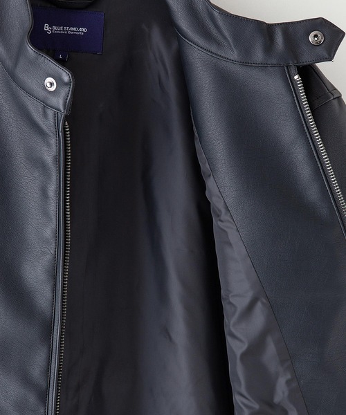 【BLUE STANDARD/ブルースタンダード】フェイクレザー エコレザー テックレザー シングルライダースジャケット（ライダースジャケット）｜Blue Standard （ブルースタンダード）