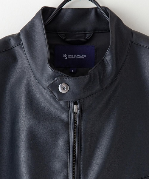 【BLUE STANDARD/ブルースタンダード】フェイクレザー エコレザー テックレザー シングルライダースジャケット（ライダースジャケット）｜Blue Standard （ブルースタンダード）