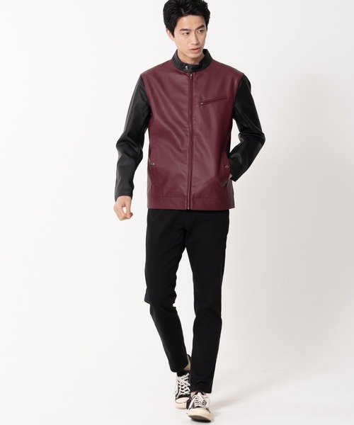 【BLUE STANDARD/ブルースタンダード】フェイクレザー エコレザー テックレザー シングルライダースジャケット（ライダースジャケット）｜Blue Standard （ブルースタンダード）