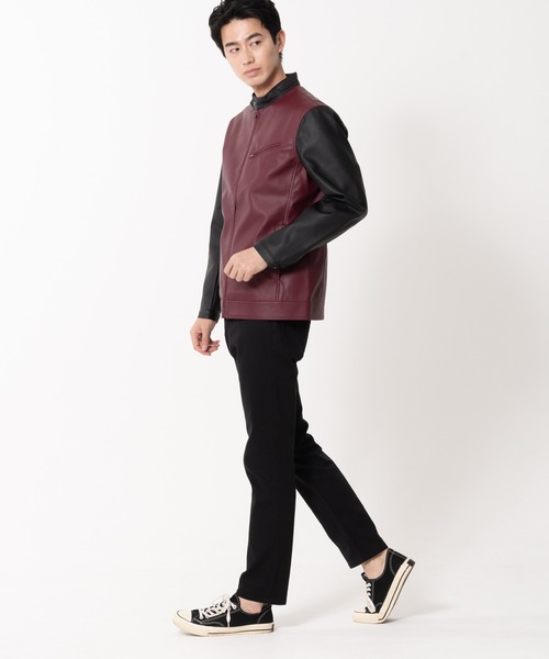 【BLUE STANDARD/ブルースタンダード】フェイクレザー エコレザー テックレザー シングルライダースジャケット（ライダースジャケット）｜Blue Standard （ブルースタンダード）