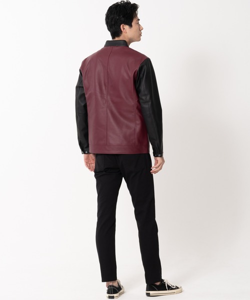 【BLUE STANDARD/ブルースタンダード】フェイクレザー エコレザー テックレザー シングルライダースジャケット（ライダースジャケット）｜Blue Standard （ブルースタンダード）