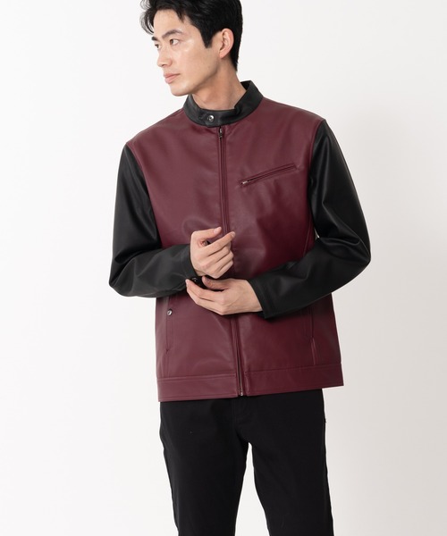 【BLUE STANDARD/ブルースタンダード】フェイクレザー エコレザー テックレザー シングルライダースジャケット（ライダースジャケット）｜Blue Standard （ブルースタンダード）