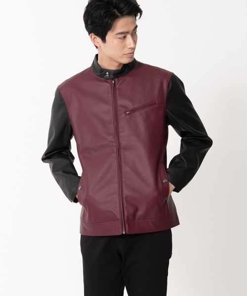 【BLUE STANDARD/ブルースタンダード】フェイクレザー エコレザー テックレザー シングルライダースジャケット（ライダースジャケット）｜Blue Standard （ブルースタンダード）