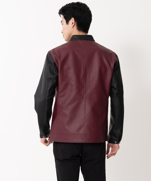 【BLUE STANDARD/ブルースタンダード】フェイクレザー エコレザー テックレザー シングルライダースジャケット（ライダースジャケット）｜Blue Standard （ブルースタンダード）