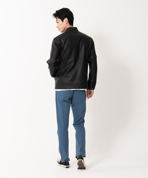 【BLUE STANDARD/ブルースタンダード】フェイクレザー エコレザー テックレザー シングルライダースジャケット（ライダースジャケット）｜Blue Standard （ブルースタンダード）