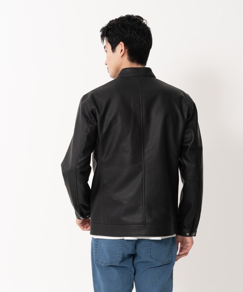 【BLUE STANDARD/ブルースタンダード】フェイクレザー エコレザー テックレザー シングルライダースジャケット（ライダースジャケット）｜Blue Standard （ブルースタンダード）