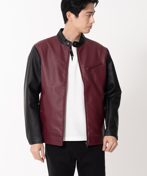 【BLUE STANDARD/ブルースタンダード】フェイクレザー エコレザー テックレザー シングルライダースジャケット（ライダースジャケット）｜Blue Standard （ブルースタンダード）