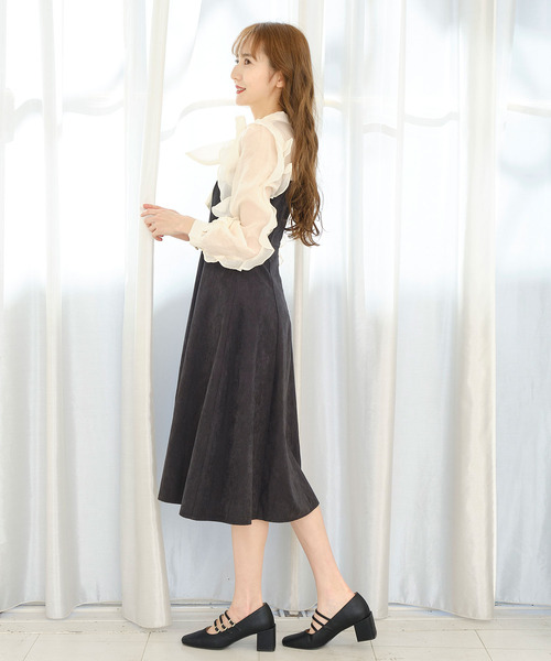 TITTY&CO.(ティティーアンドコー)の「袖フリルリボンタイワンピース(ワンピース・レディース・ブラック/ベージュ/ライトブルー・SMALL/MEDIUM)」の5枚目の写真